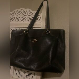 Coach Black Tote with Gold Details